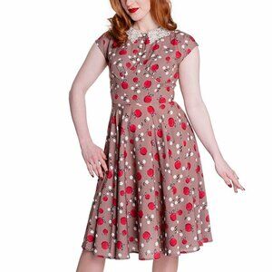 New Unworn Small Francine Apple Blossom Retro Cottagecore Dress by Hell Bunny